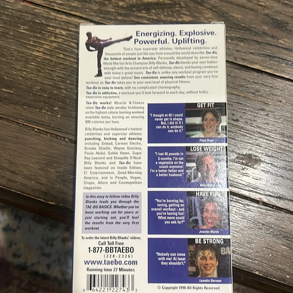 Tae Bo Workout VHS Set - Red, Blue, Green, 1998